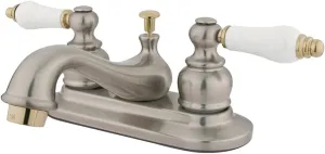 Kingston Brass KB609B Restoration Centerset Lavatory Faucet Retail Pop-Up, 4", Brushed Nickel/Polished Brass