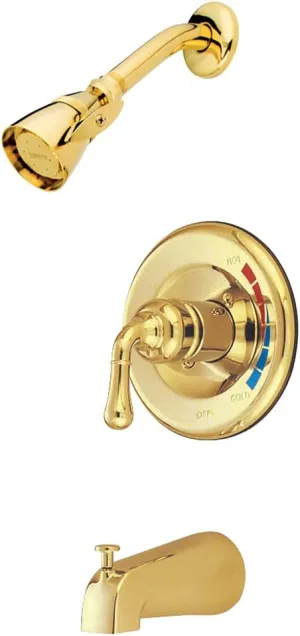 Kingston Brass KB632 Magellan Tub and Shower Faucet, 5-Inch Spout Reach, Polished Brass