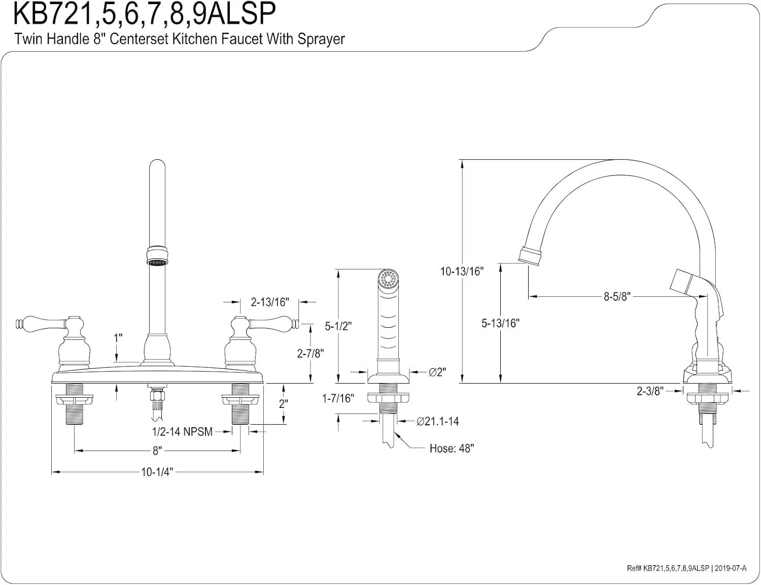 Kingston Brass KB721ALSP Vintage 8" Centerset Kitchen Faucet, 8-3/4", Polished Chrome