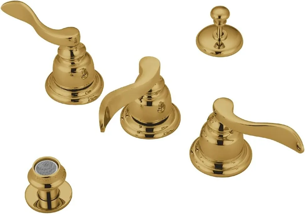 Kingston Brass KB8322NFL NuWave French Bidet Faucet, Polished Brass, 8 x 8 x 3