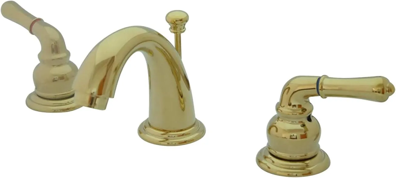 Kingston Brass KB912 Magellan II Mini Widespread Lavatory Faucet with Brass Pop-Up, Polished Brass