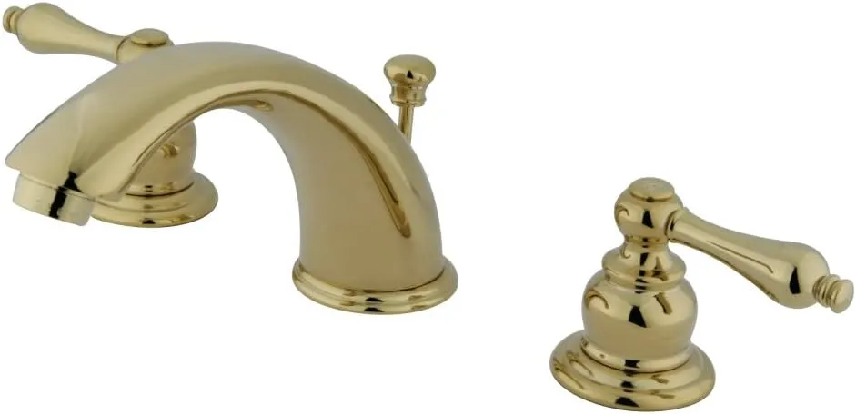 Kingston Brass KB972AL Victorian Widespread Lavatory Faucet with Metal lever handle, Polished Brass, 8-Inch Adjustable Center