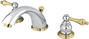 Kingston Brass KB974AL Victorian Widespread Lavatory Faucet with Metal lever handle, Polished Chrome and Polished Brass,8-Inch Adjustable Center