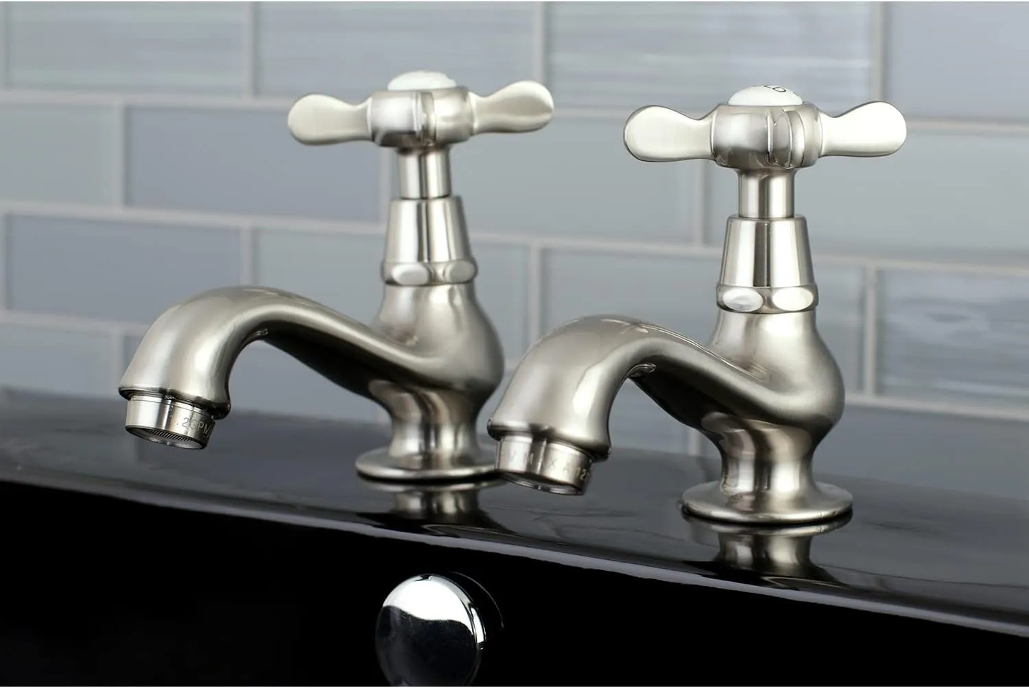 Kingston Brass KS1101BEX Basin Tap Faucet with Cross Handle, Polished Chrome