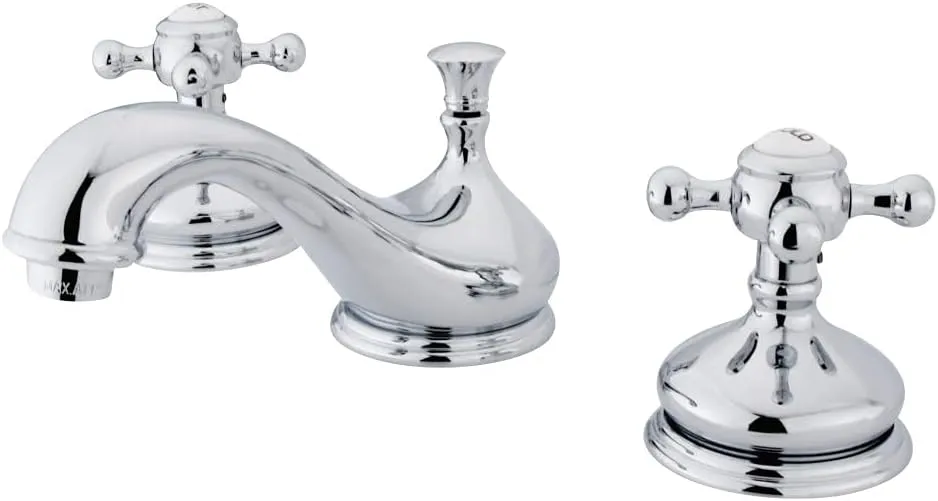 Kingston Brass KS1161BX Vintage Widespread Lavatory Faucet with Metal cross handle, Polished Chrome, 8-Inch Adjustable Center