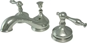 Kingston Brass KS1161NL Heritage Widespread Lavatory Faucet with Metal lever handle, Polished Chrome, 8-Inch Adjustable Center