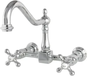 Kingston Brass KS1241AX Heritage Bridge Kitchen Faucet, 8-1/2", Polished Chrome
