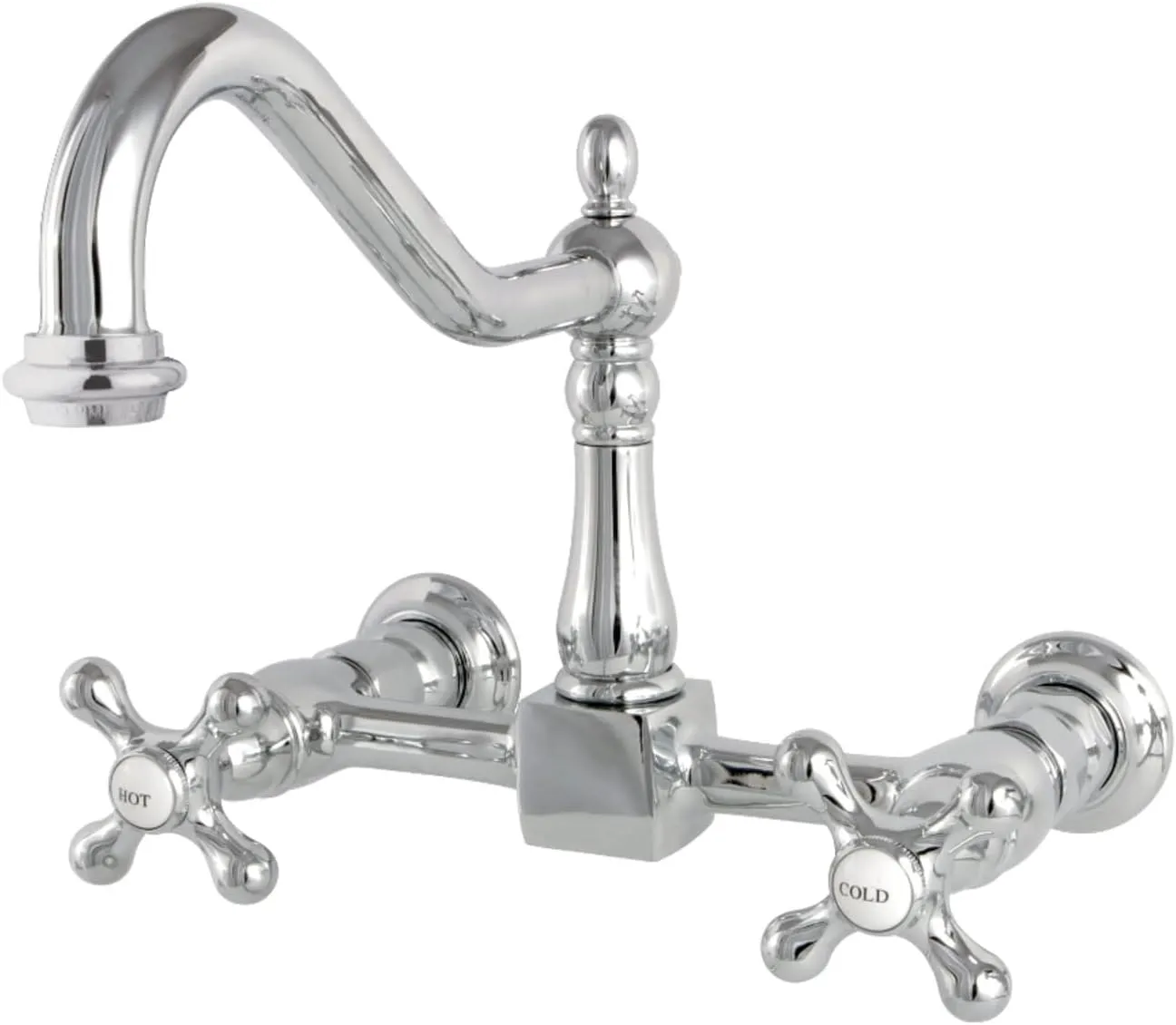 Kingston Brass KS1241AX Heritage Bridge Kitchen Faucet, 8-1/2", Polished Chrome