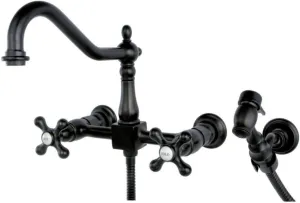 Kingston Brass KS1245AXBS Heritage Bridge Kitchen Faucet, 8-1/2" Spout Reach, Oil Rubbed Bronze
