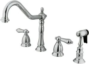 Kingston Brass KS1791ALBS Heritage Widespread Kitchen Faucet, 8-1/2", Polished Chrome