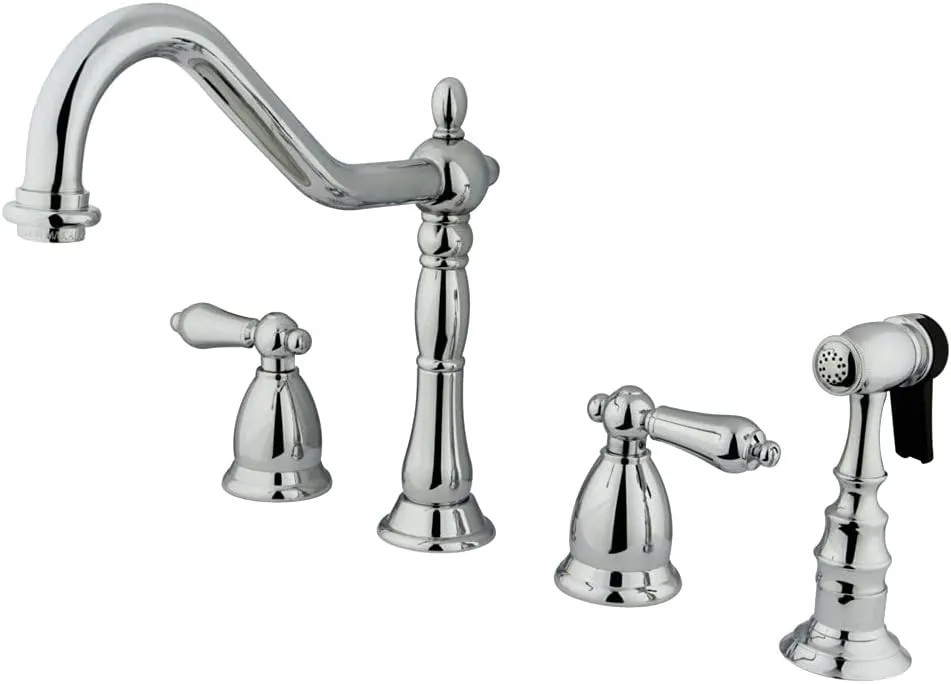Kingston Brass KS1791ALBS Heritage Widespread Kitchen Faucet, 8-1/2", Polished Chrome