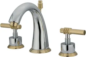 Kingston Brass KS2964ML Milano Widespread Lavatory Faucet with Metal lever handle, Polished Chrome and Polished Brass, 8-Inch Adjustable Center