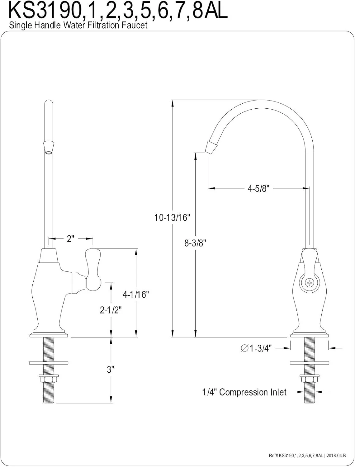 Kingston Brass KS3193AL Restoration Single Handle Water Filtration Faucet, Antique Brass, 10.81 x 4.63 x 1.75