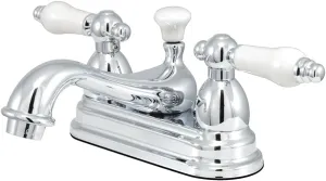 Kingston Brass KS3601PL Restoration 4-Inch Centerset Lavatory Faucet with Porcelain Lever Handle, Polished Chrome