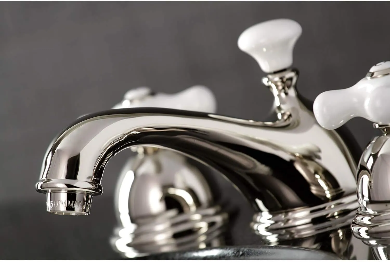 Kingston Brass KS3962PX Restoration Widespread Lavatory Faucet with Porcelain Cross Handle, Polished Brass, 8-Inch Adjustable Center