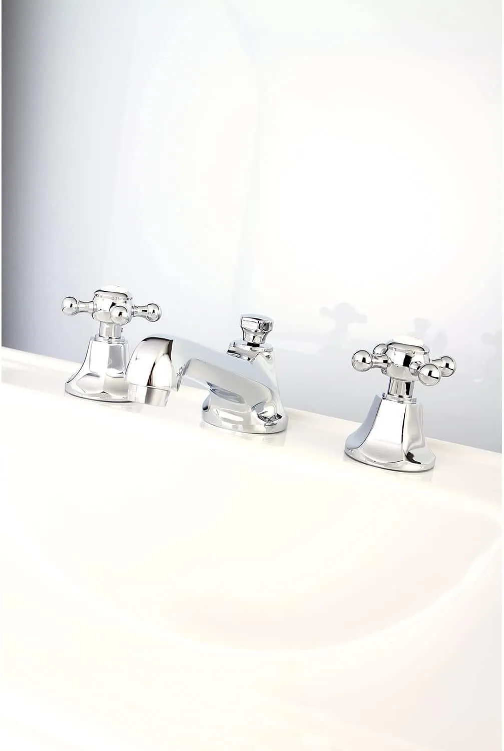Kingston Brass KS4461BX Metropolitan Widespread Lavatory Faucet with Metal Cross Handle, Polished Chrome, 8-Inch Adjustable Center