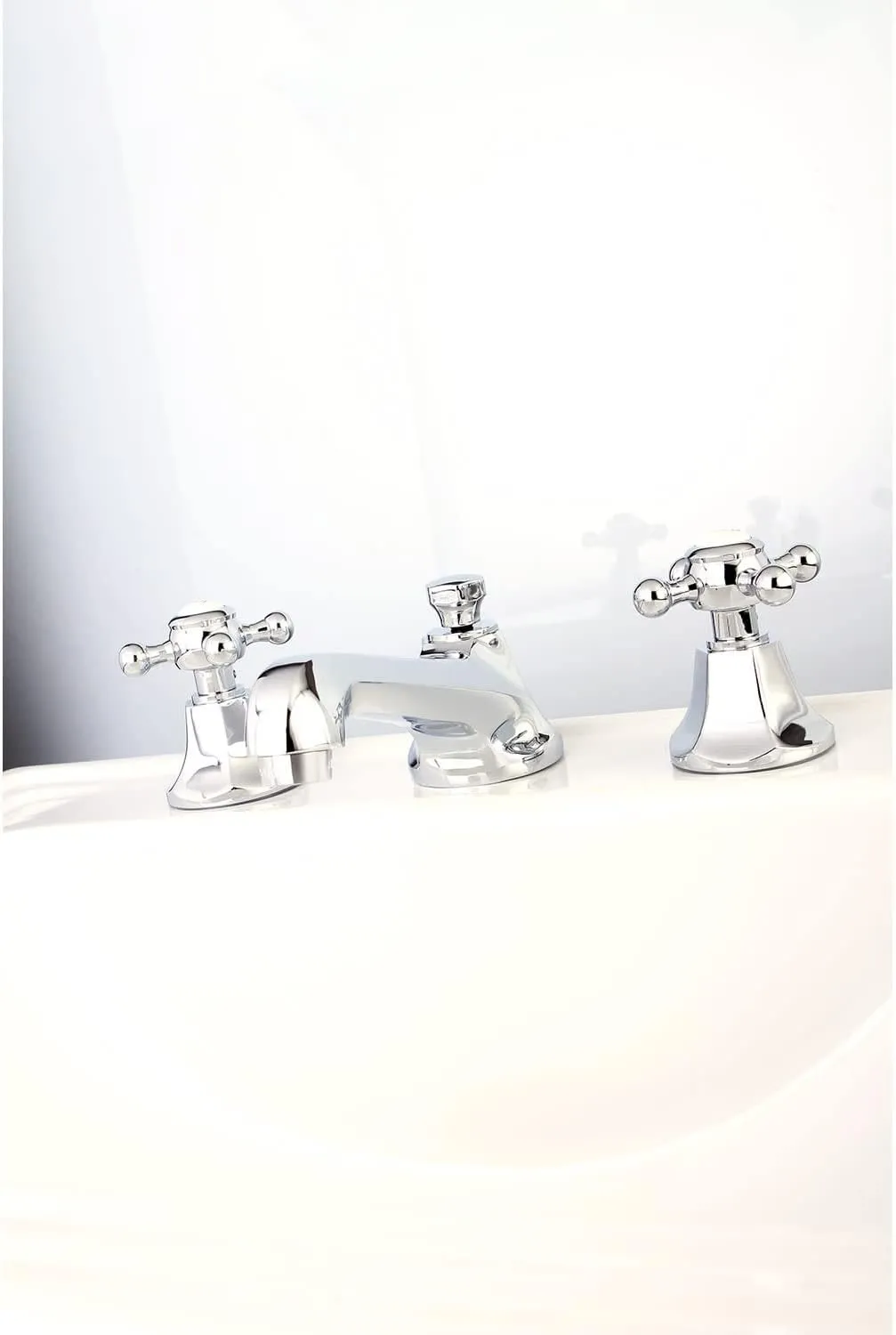Kingston Brass KS4461BX Metropolitan Widespread Lavatory Faucet with Metal Cross Handle, Polished Chrome, 8-Inch Adjustable Center