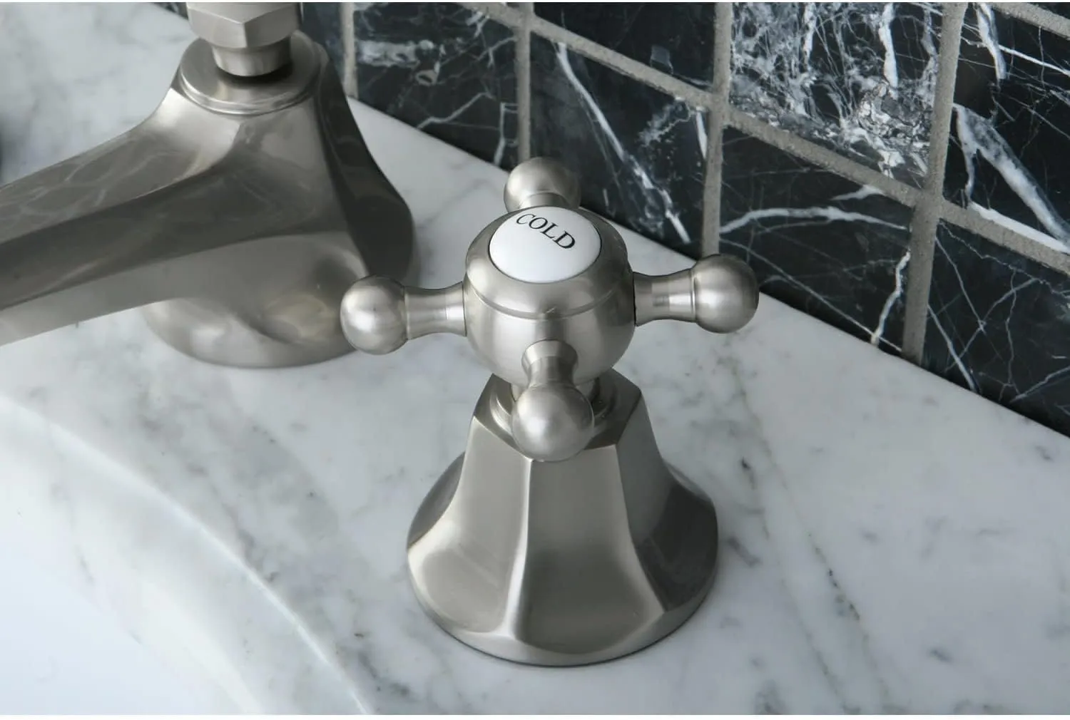 Kingston Brass KS4461BX Metropolitan Widespread Lavatory Faucet with Metal Cross Handle, Polished Chrome, 8-Inch Adjustable Center