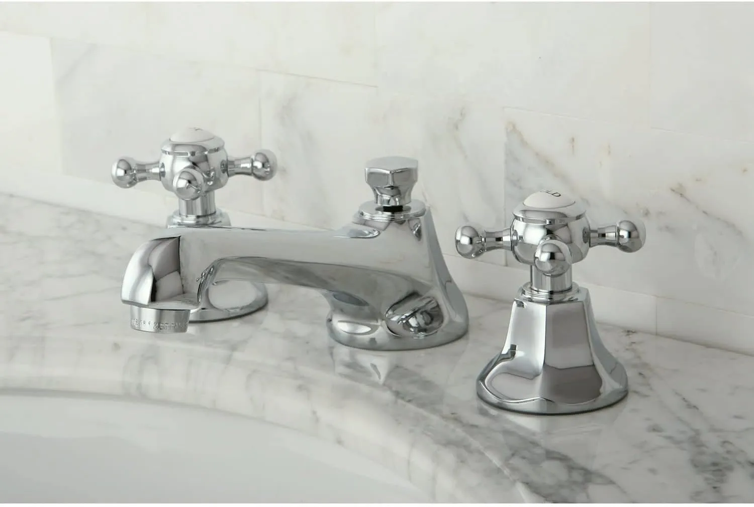 Kingston Brass KS4461BX Metropolitan Widespread Lavatory Faucet with Metal Cross Handle, Polished Chrome, 8-Inch Adjustable Center