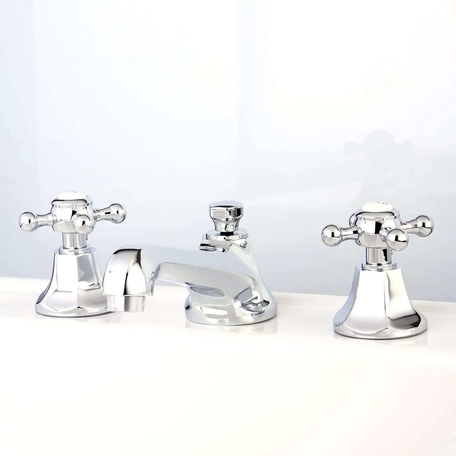 Kingston Brass KS4461BX Metropolitan Widespread Lavatory Faucet with Metal Cross Handle, Polished Chrome, 8-Inch Adjustable Center