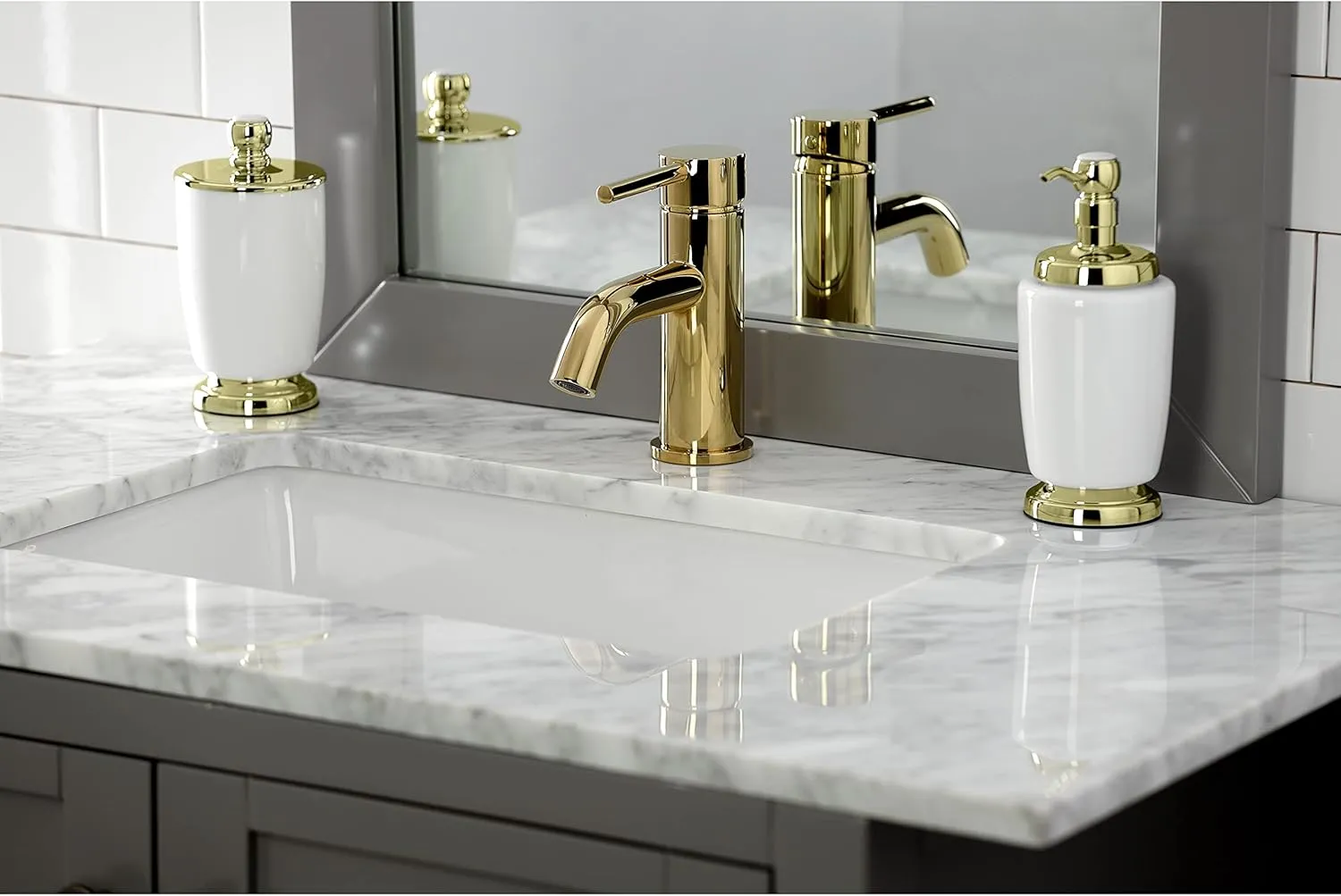 Kingston Brass LS8222DL Concord Single-Handle Bathroom Faucet with Push Pop-Up, 4-7/8 inch spout reach, Polished Brass
