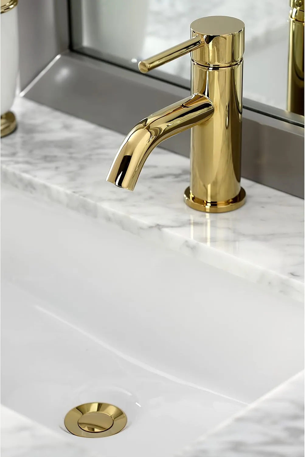 Kingston Brass LS8222DL Concord Single-Handle Bathroom Faucet with Push Pop-Up, 4-7/8 inch spout reach, Polished Brass