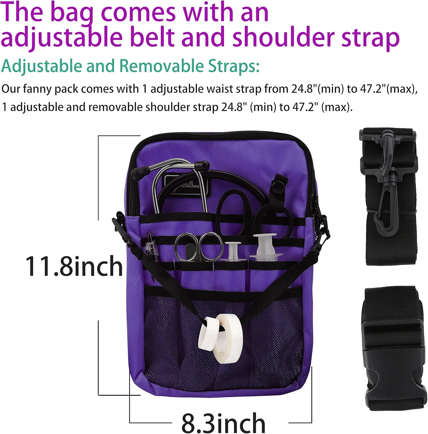 Kit Practical Waist Bag for Nurses,Fanny Pack for Work Nurse Fanny Pack,Nurse Utility Belt Organizer Bag (Purple)