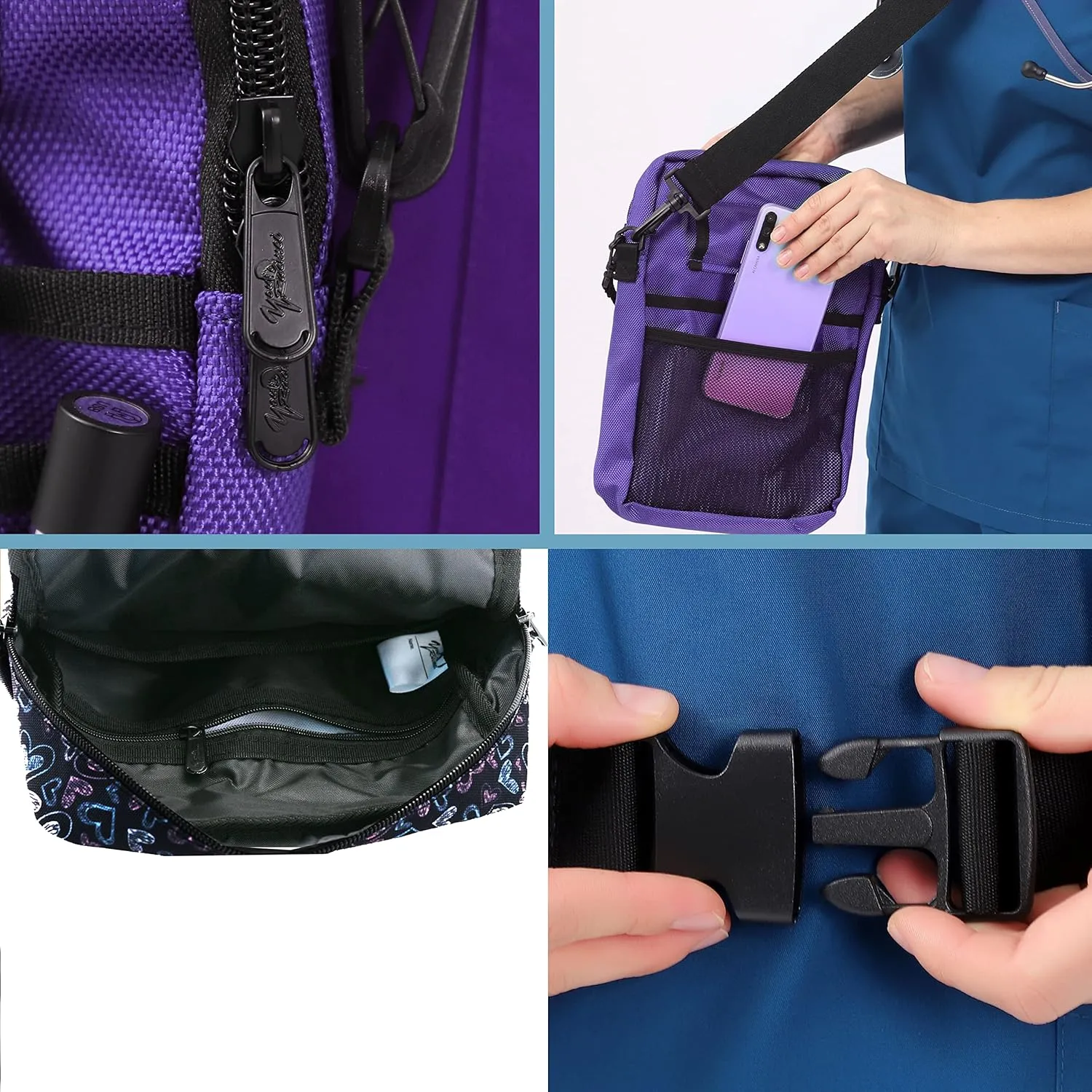 Kit Practical Waist Bag for Nurses,Fanny Pack for Work Nurse Fanny Pack,Nurse Utility Belt Organizer Bag (Purple)