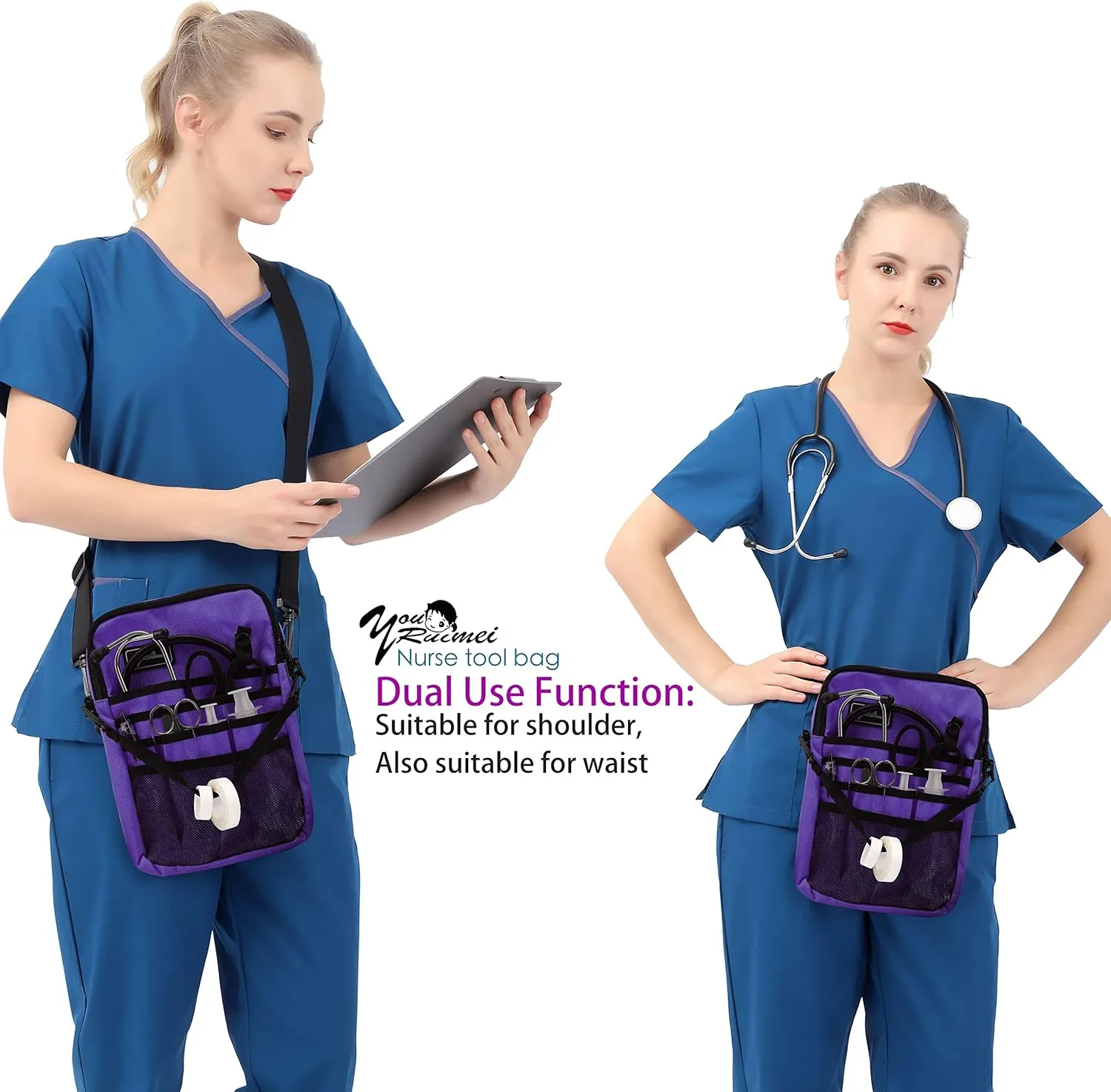 Kit Practical Waist Bag for Nurses,Fanny Pack for Work Nurse Fanny Pack,Nurse Utility Belt Organizer Bag (Purple)