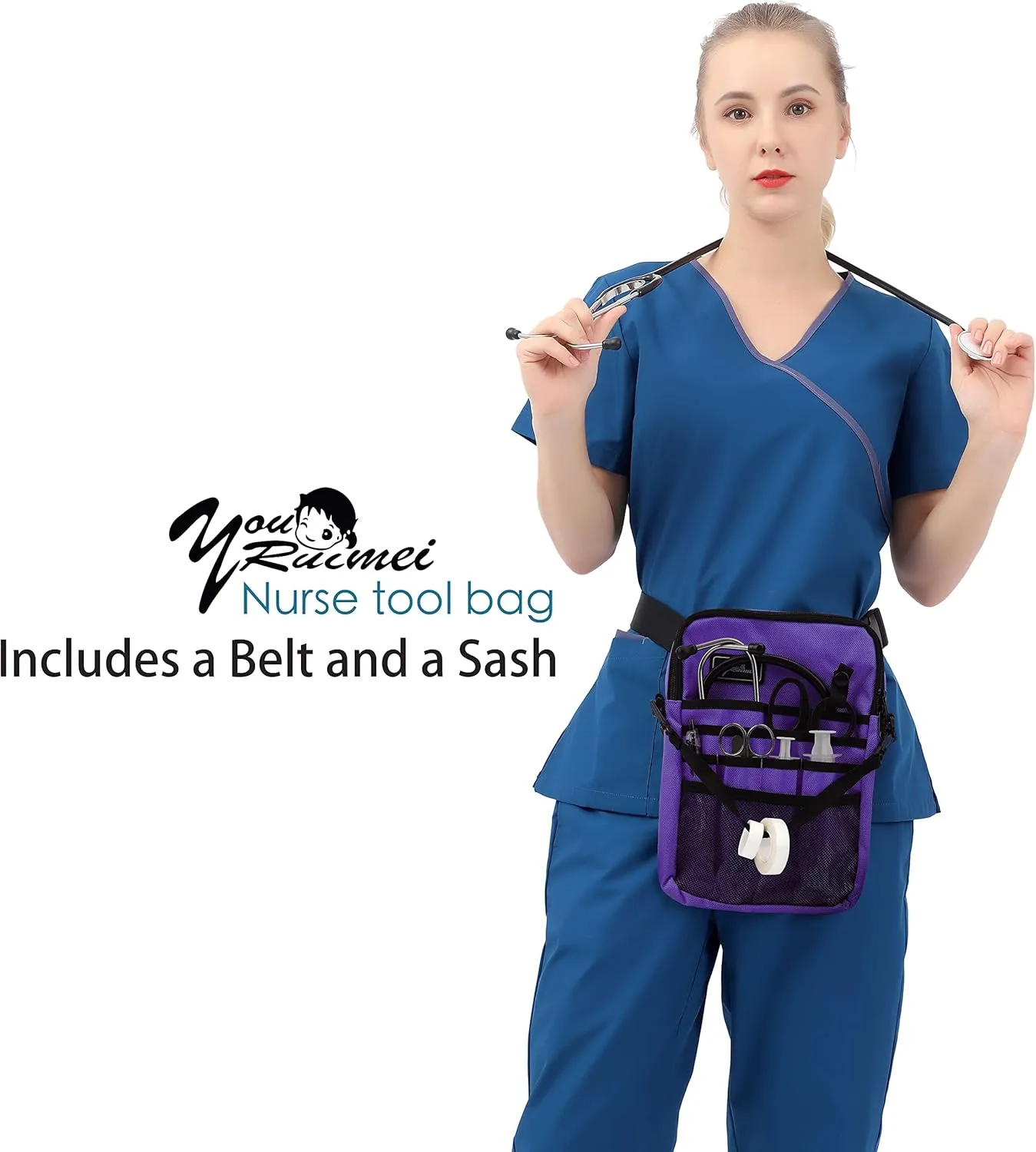 Kit Practical Waist Bag for Nurses,Fanny Pack for Work Nurse Fanny Pack,Nurse Utility Belt Organizer Bag (Purple)