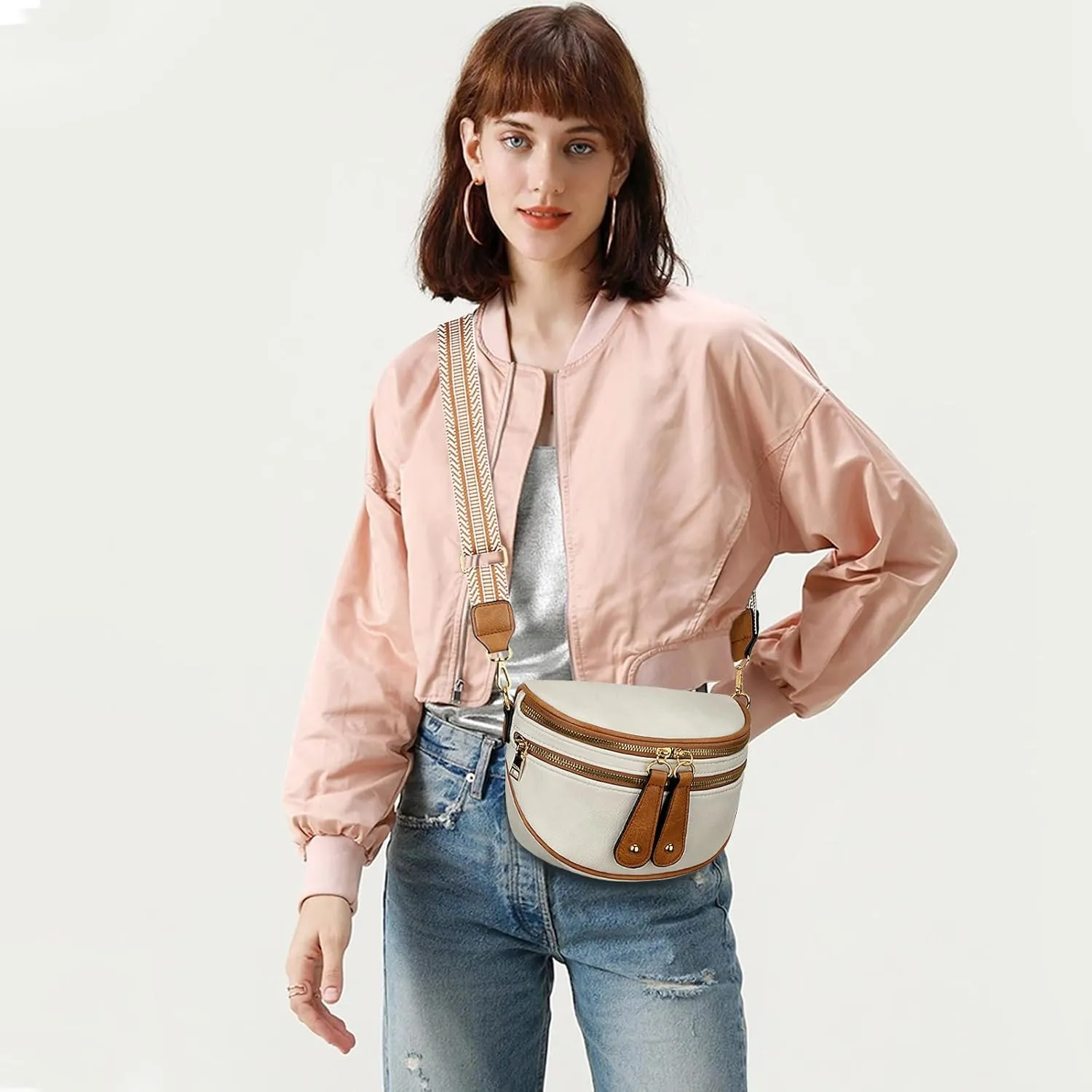 KKXIU Crossbody Sling Bag for Women Trendy Fanny Pack Vegan Leather Chest Bag