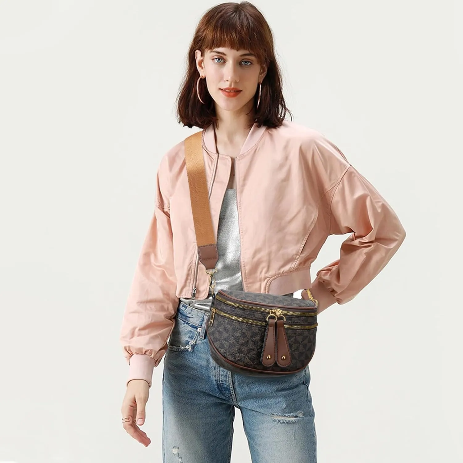 KKXIU Crossbody Sling Bag for Women Trendy Fanny Pack Vegan Leather Chest Bag