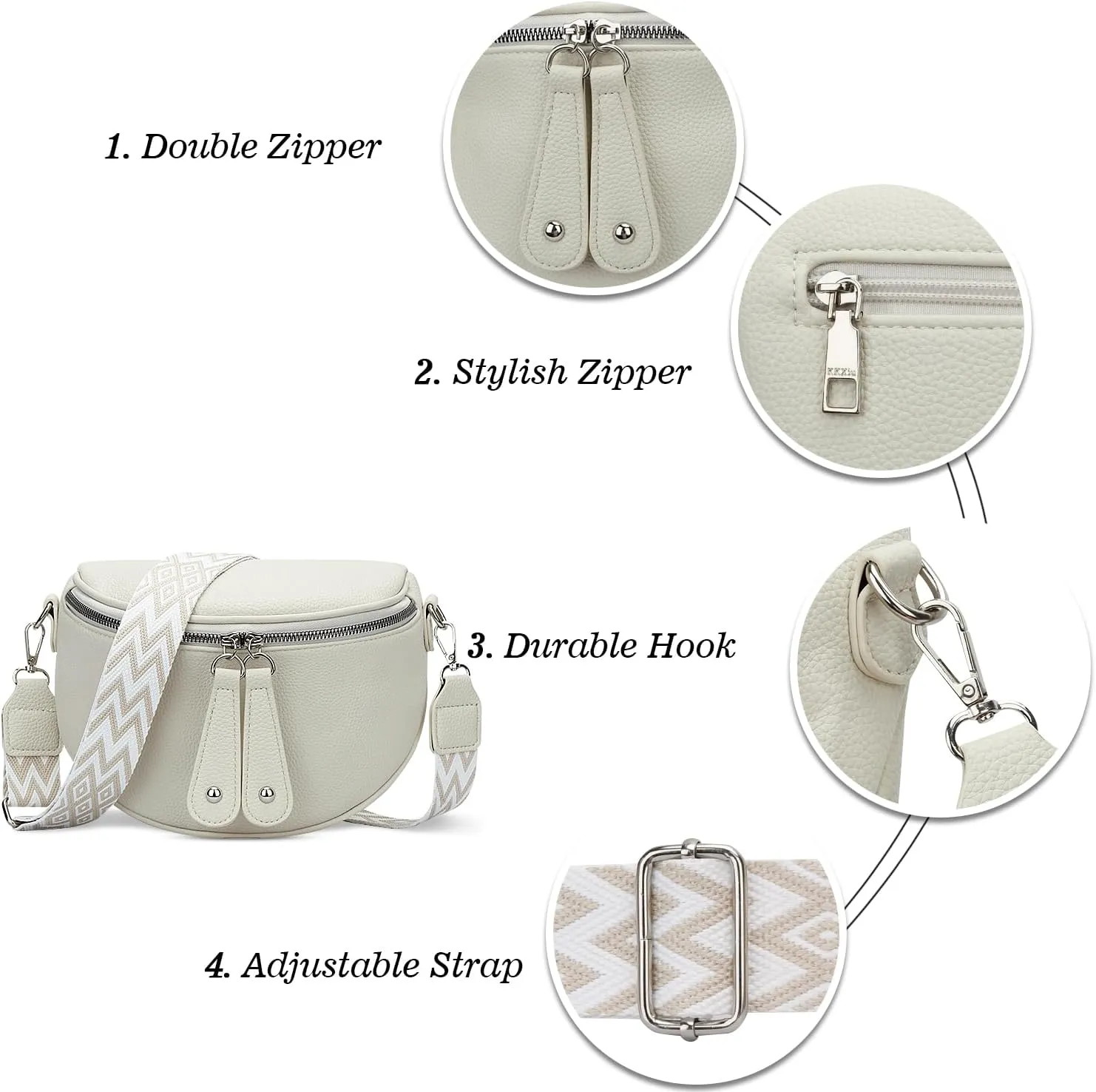 KKXIU Crossbody Sling Bag for Women Trendy Fanny Pack Vegan Leather Chest Bag