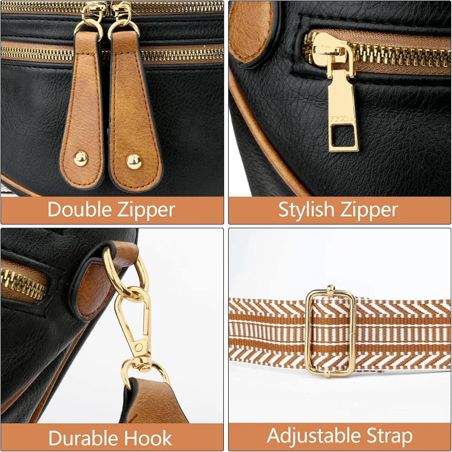 KKXIU Crossbody Sling Bag for Women Trendy Fanny Pack Vegan Leather Chest Bag