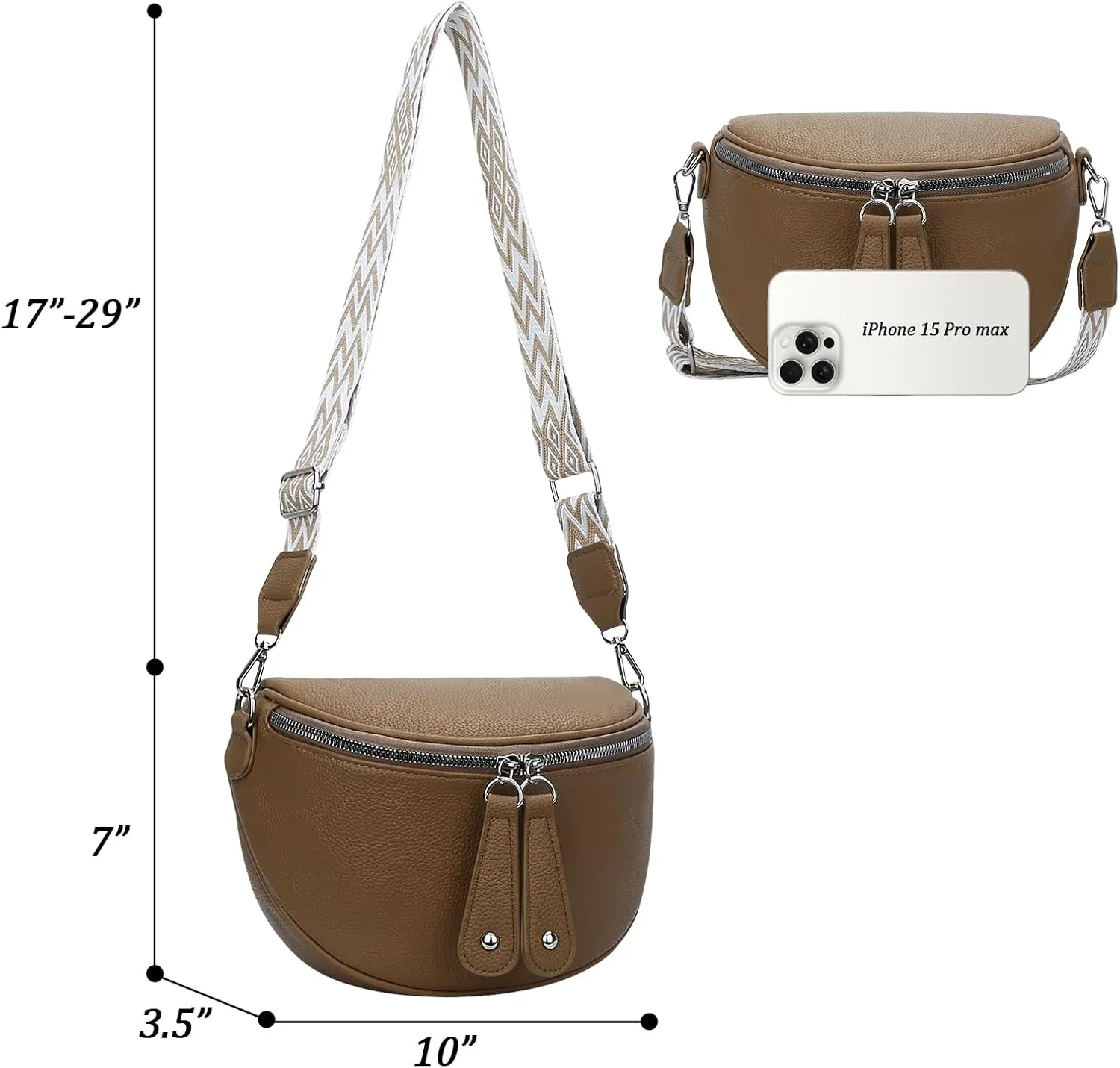 KKXIU Crossbody Sling Bag for Women Trendy Fanny Pack Vegan Leather Chest Bag