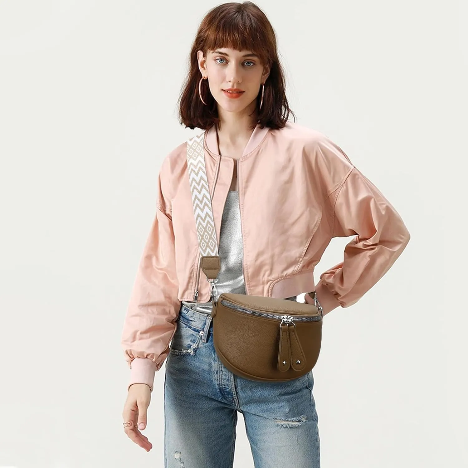 KKXIU Crossbody Sling Bag for Women Trendy Fanny Pack Vegan Leather Chest Bag