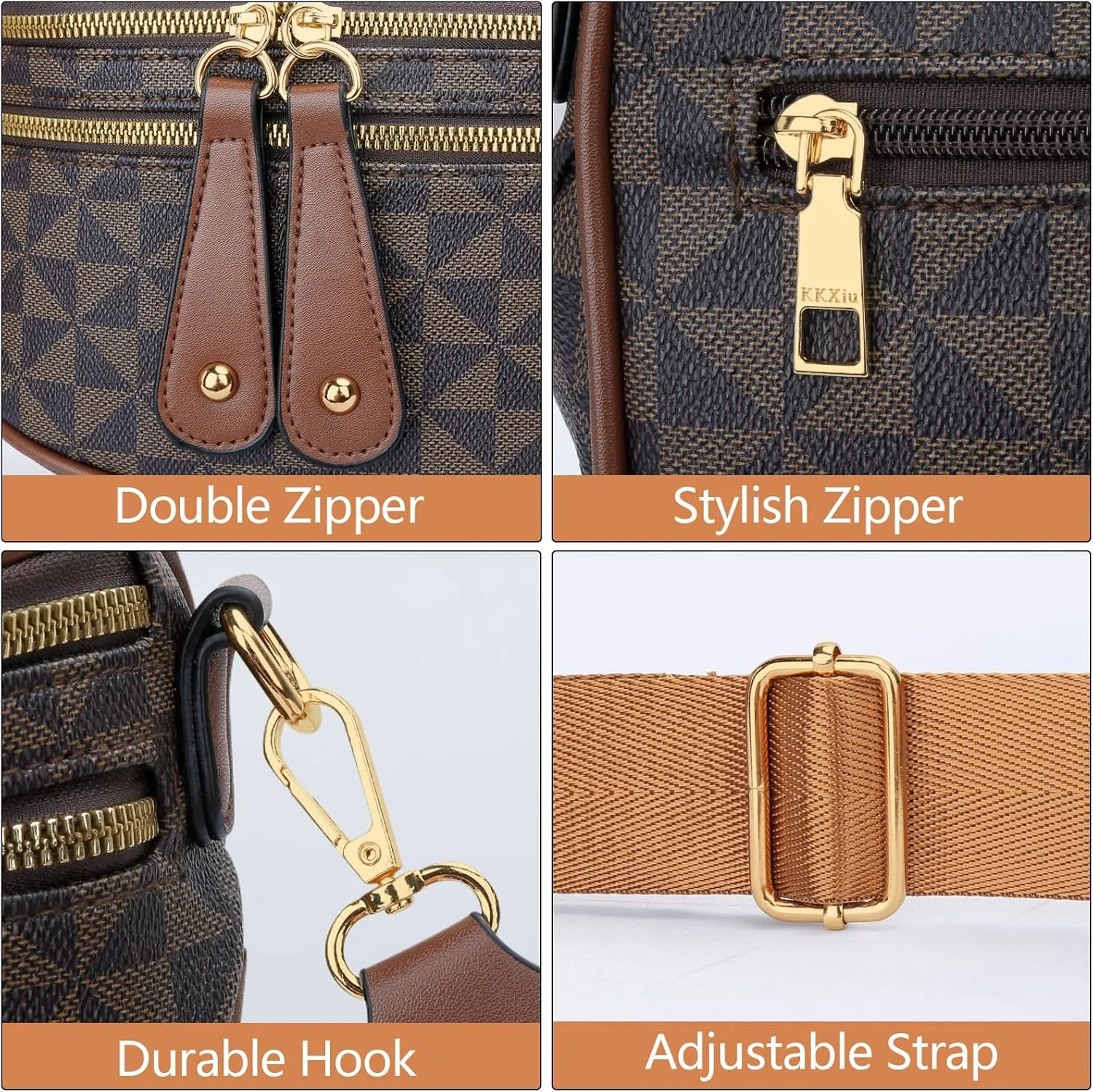 KKXIU Crossbody Sling Bag for Women Trendy Fanny Pack Vegan Leather Chest Bag