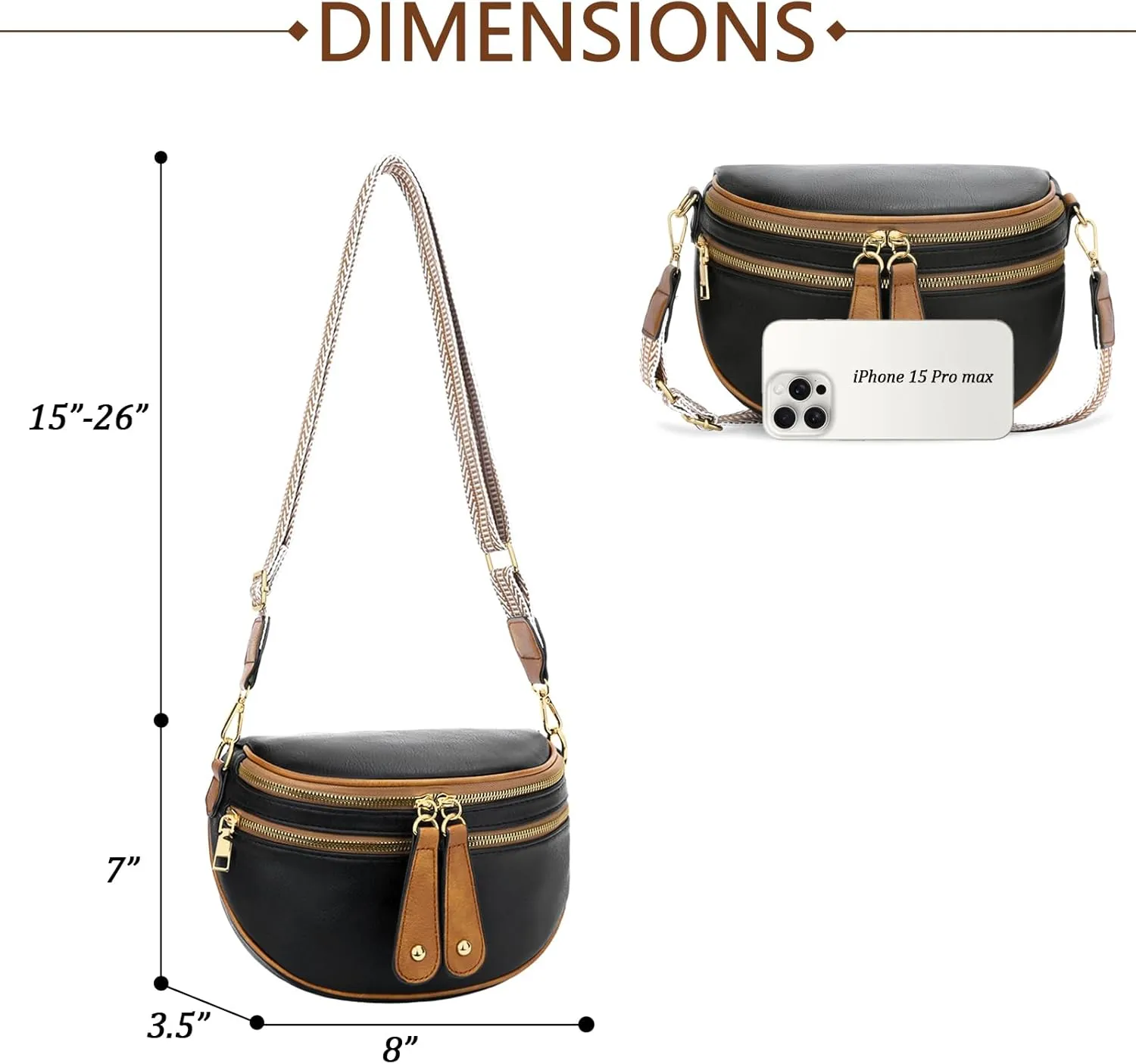 KKXIU Crossbody Sling Bag for Women Trendy Fanny Pack Vegan Leather Chest Bag