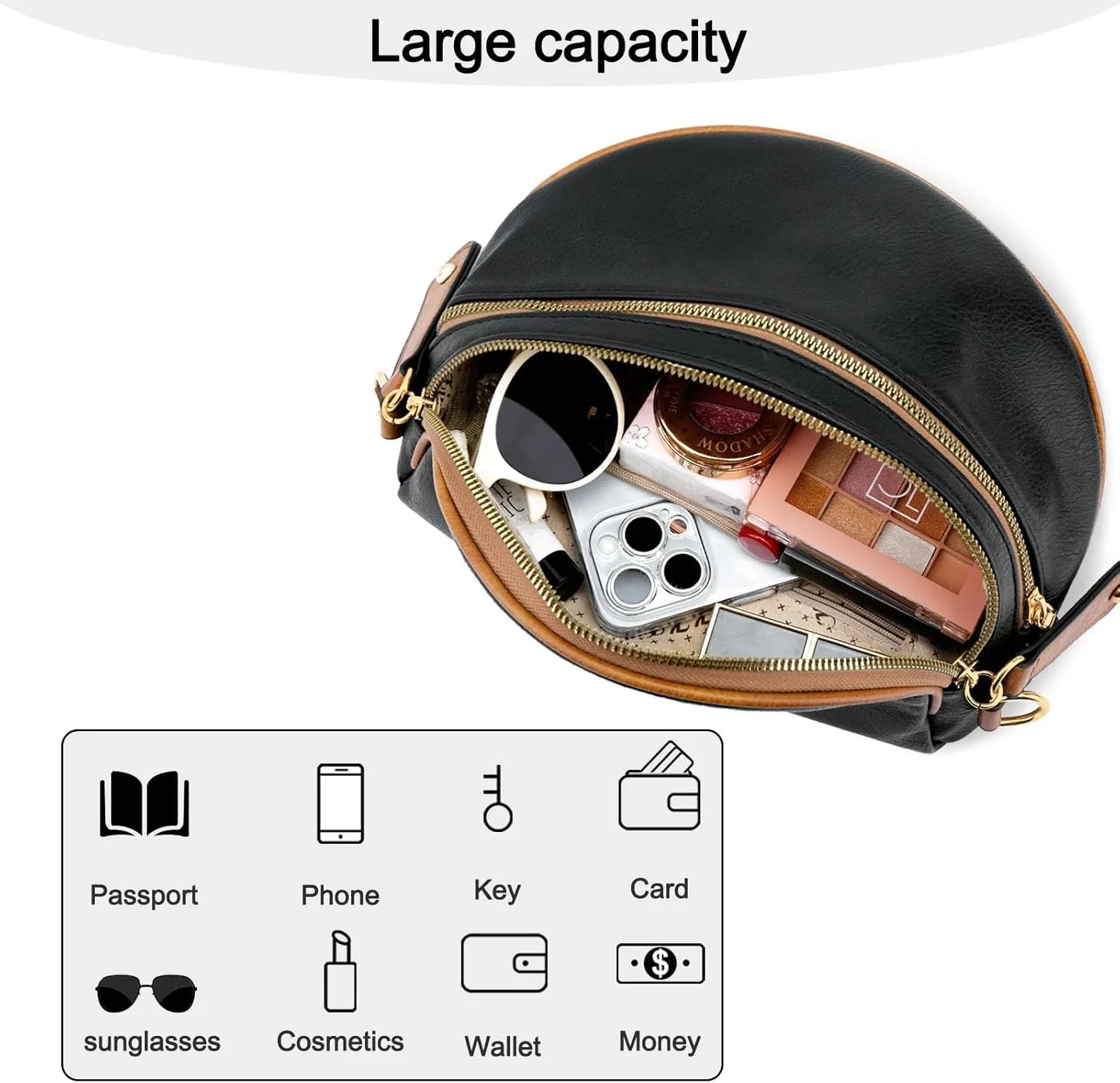 KKXIU Crossbody Sling Bag for Women Trendy Fanny Pack Vegan Leather Chest Bag