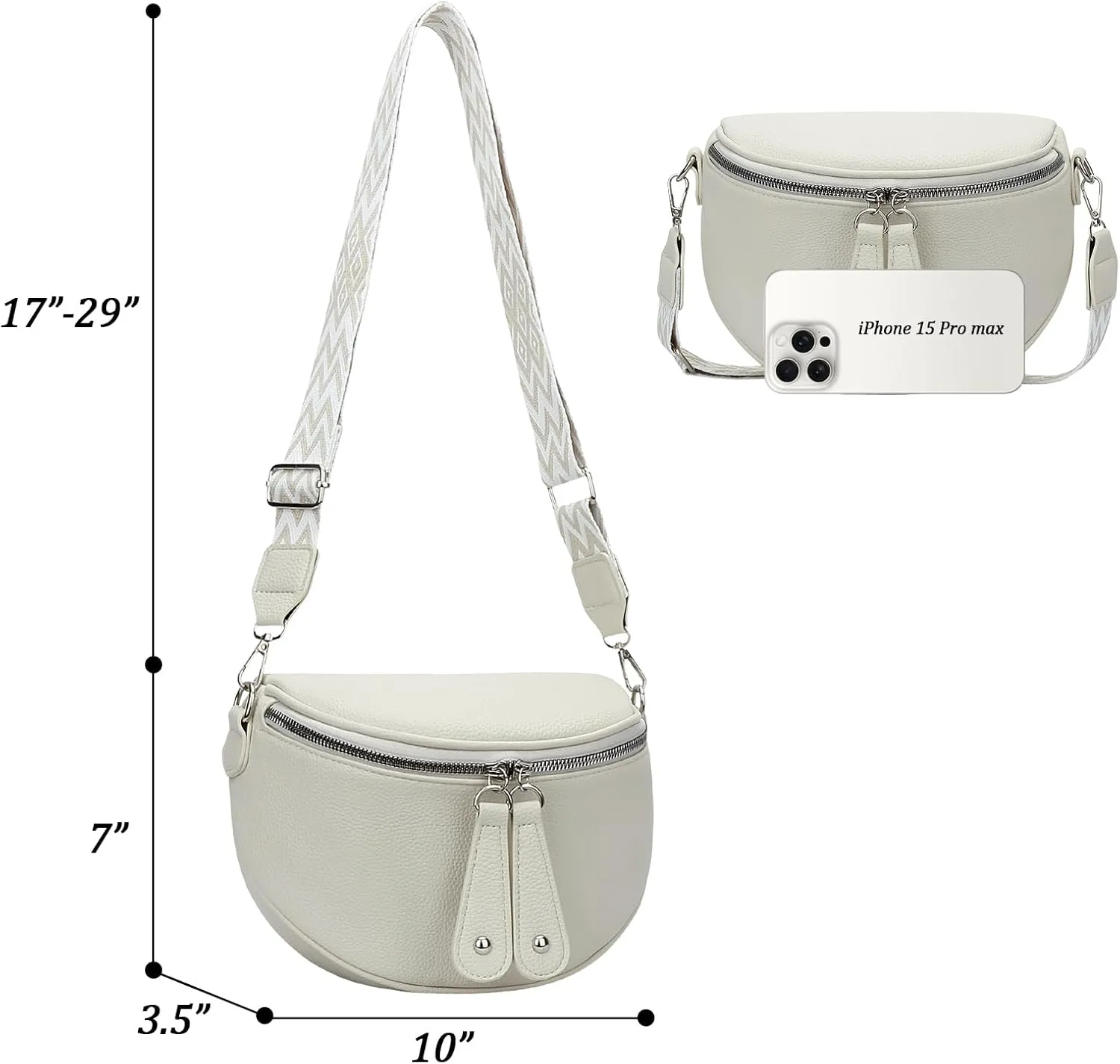 KKXIU Crossbody Sling Bag for Women Trendy Fanny Pack Vegan Leather Chest Bag