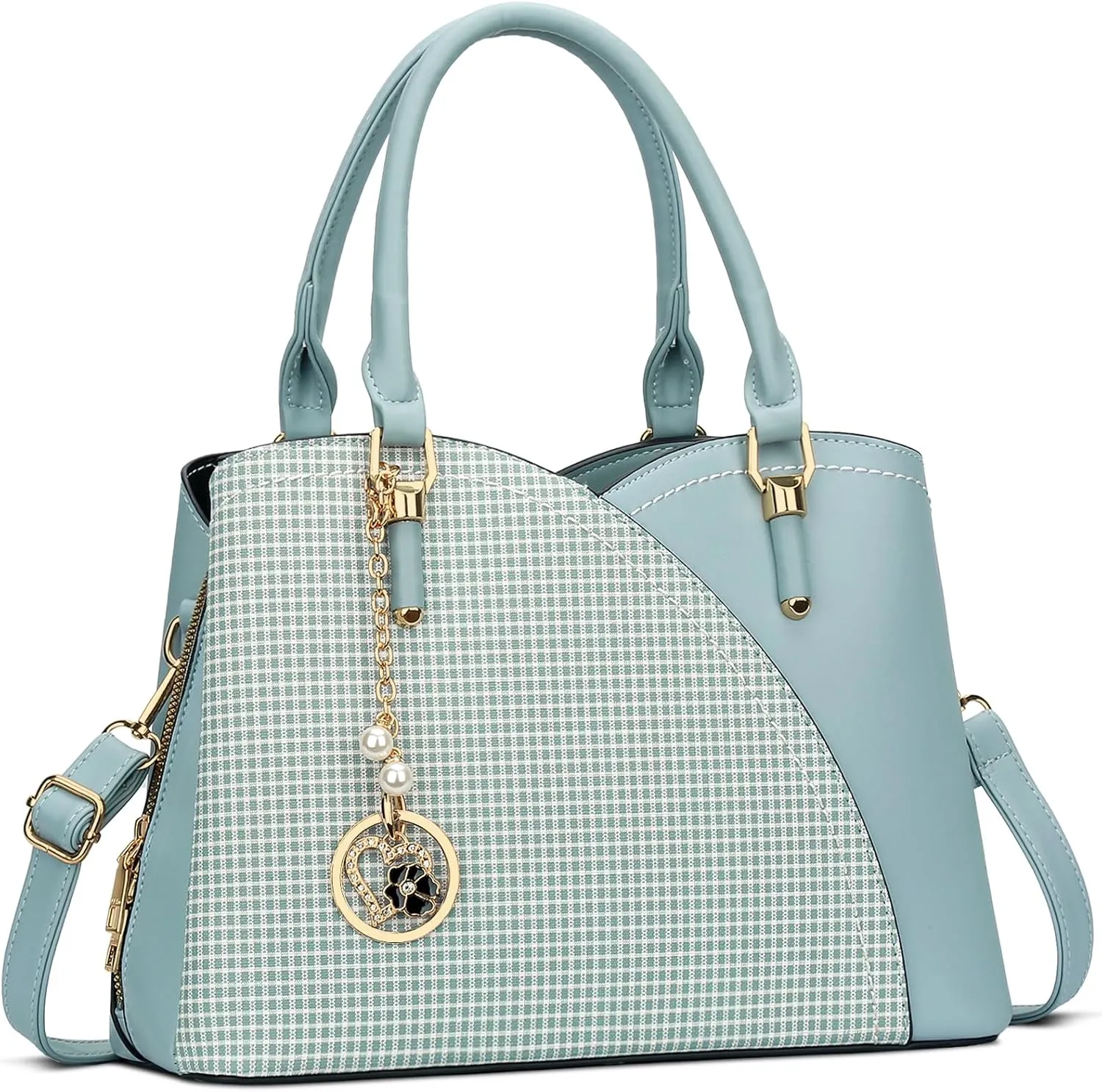 KKXIU Triple Compartments Purses and Handbags for Women Fashion Ladies Satchel Shoulder Top Handle Bag