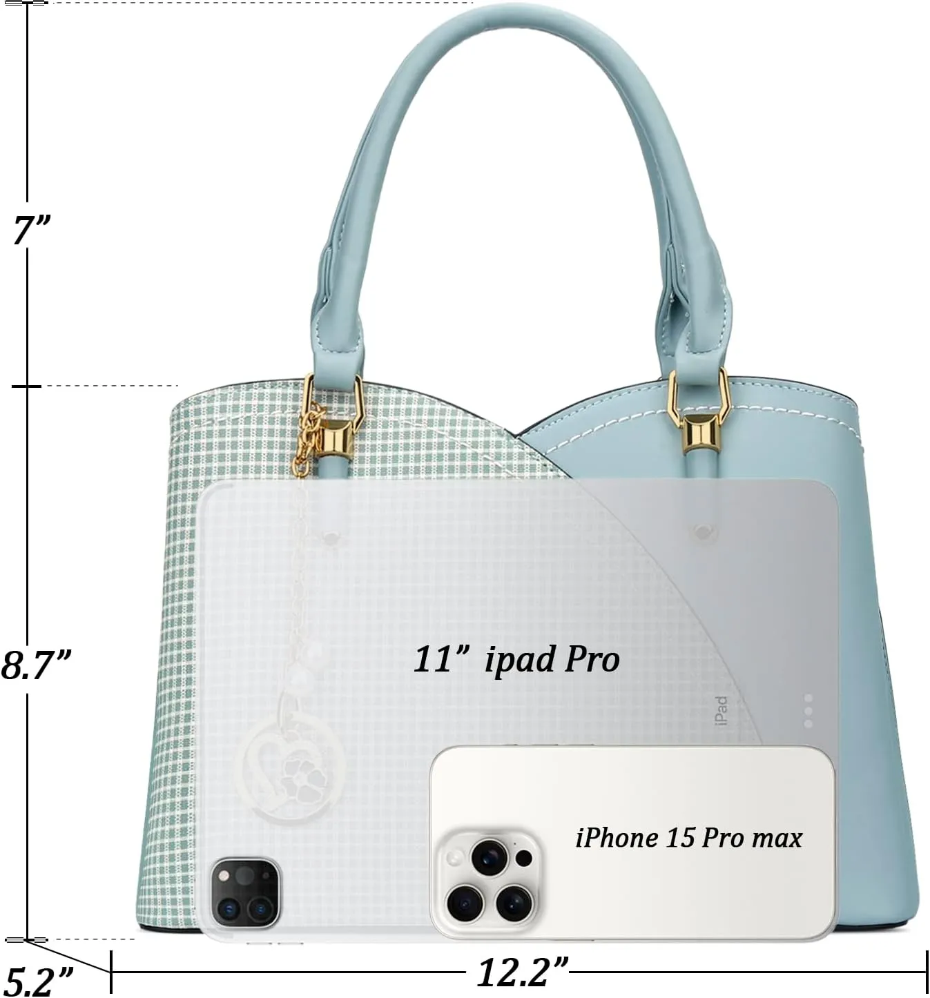 KKXIU Triple Compartments Purses and Handbags for Women Fashion Ladies Satchel Shoulder Top Handle Bag