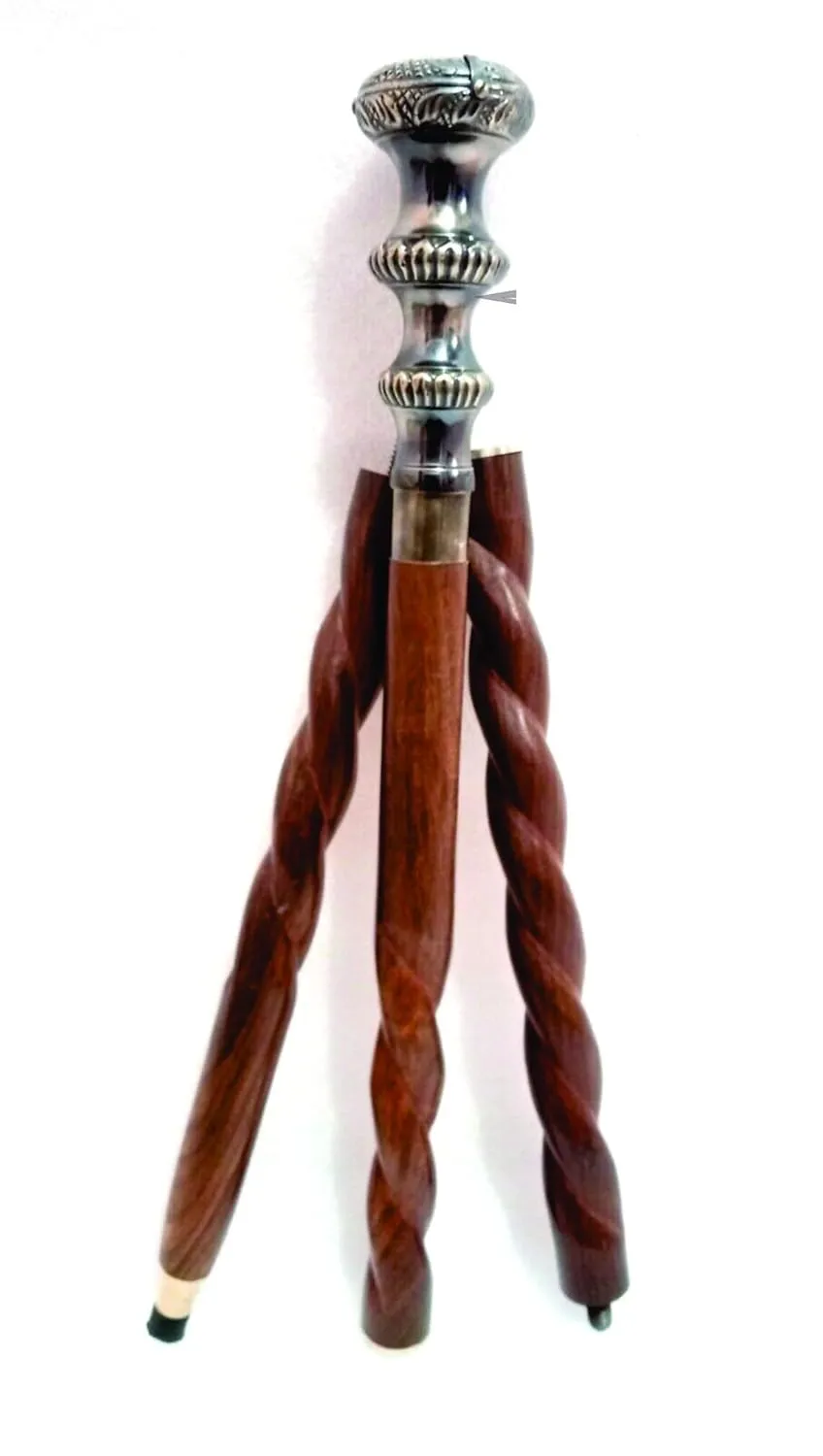 Knob Head Wooden Walking Stick With Clock On Top -Premium Lightweight Walking Cane With Ergonomic Palm Grip Handle - 36"Designer Handmade Elegant Carved Canes For Men Women Comfortable Best Gift Idea