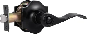 KNOBWELL Classic Privacy Door Handle Interior, Keyless Inside Door Levers with Lock for Bedroom/Bathroom, Antique Arch Matte Black Door Handle Wave Style