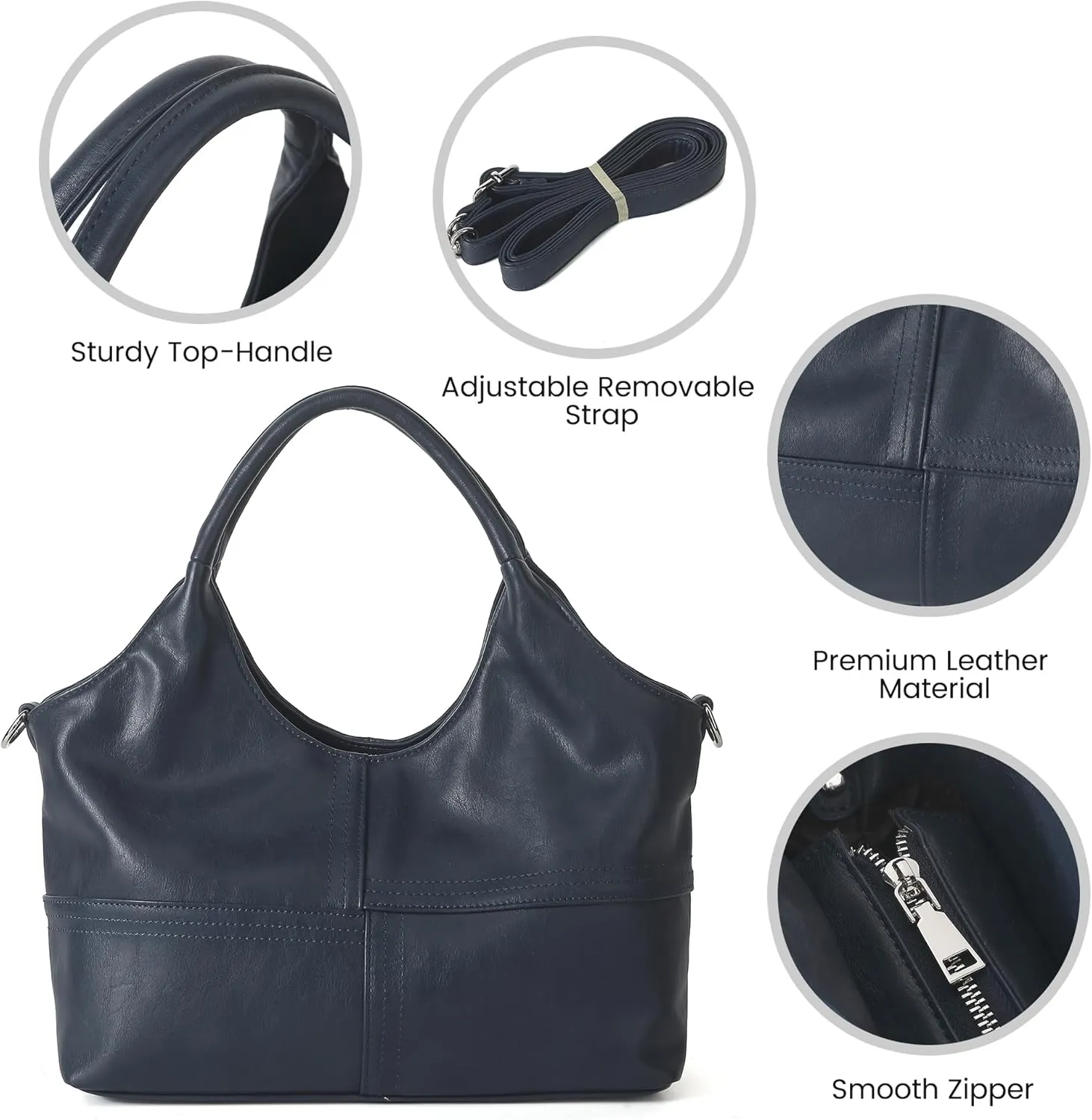 KOGTLA Vegan Leather Purses for Women with Detachable Satchel Strap, Ladies Handbags, Tote Hobo Bags with Top Handle