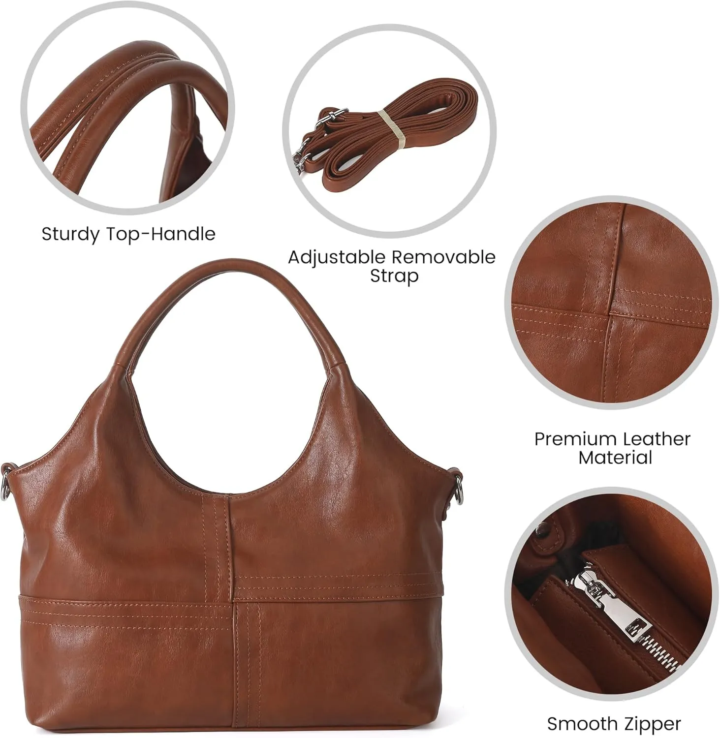 KOGTLA Vegan Leather Purses for Women with Detachable Satchel Strap, Ladies Handbags, Tote Hobo Bags with Top Handle