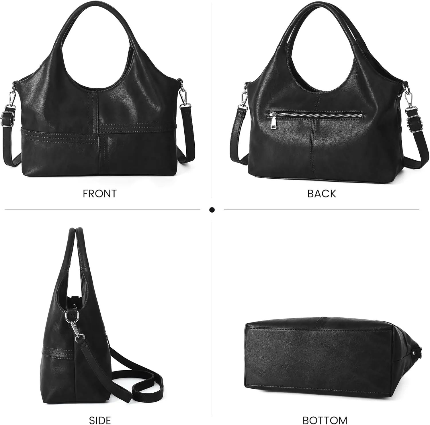 KOGTLA Vegan Leather Purses for Women with Detachable Satchel Strap, Ladies Handbags, Tote Hobo Bags with Top Handle