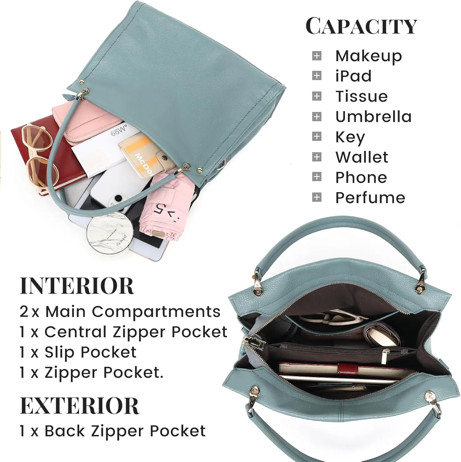KOGTLA Women Genuine Leather Purses Handbags Tote Bag Shoulder Bag Top Handle Satchel Ladies Crossbody Hobo Bags Bucket Bag