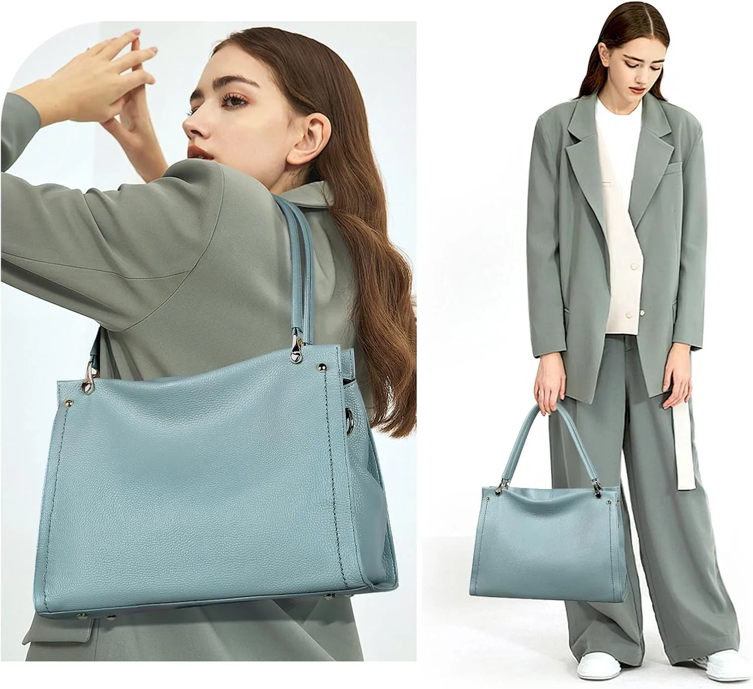 KOGTLA Women Genuine Leather Purses Handbags Tote Bag Shoulder Bag Top Handle Satchel Ladies Crossbody Hobo Bags Bucket Bag