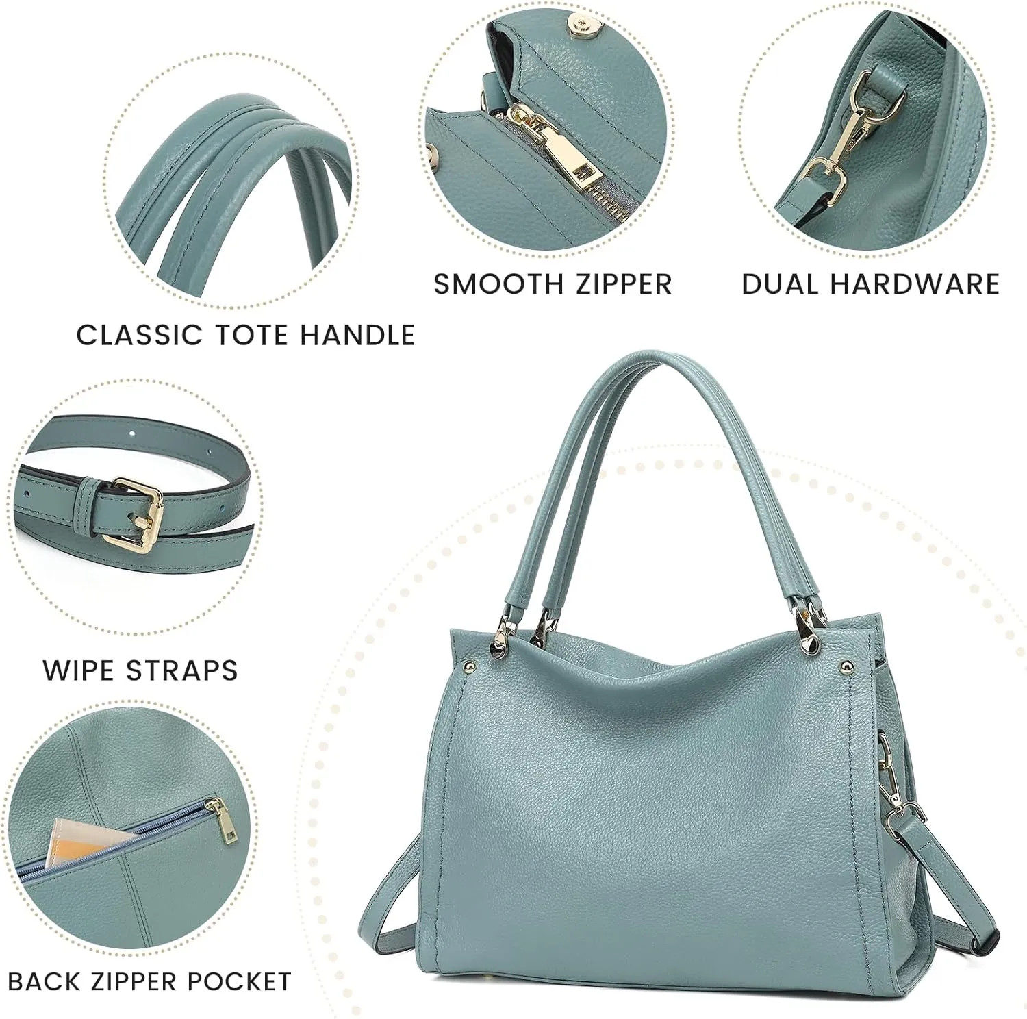 KOGTLA Women Genuine Leather Purses Handbags Tote Bag Shoulder Bag Top Handle Satchel Ladies Crossbody Hobo Bags Bucket Bag